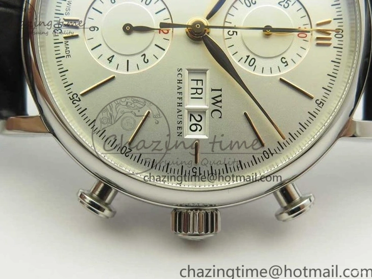 MIROTIME 0129 Snug Portofino IW391022 SS ZK 1:1 Best Edition White Dial Gold Markers On Black Leather Strap A 7130